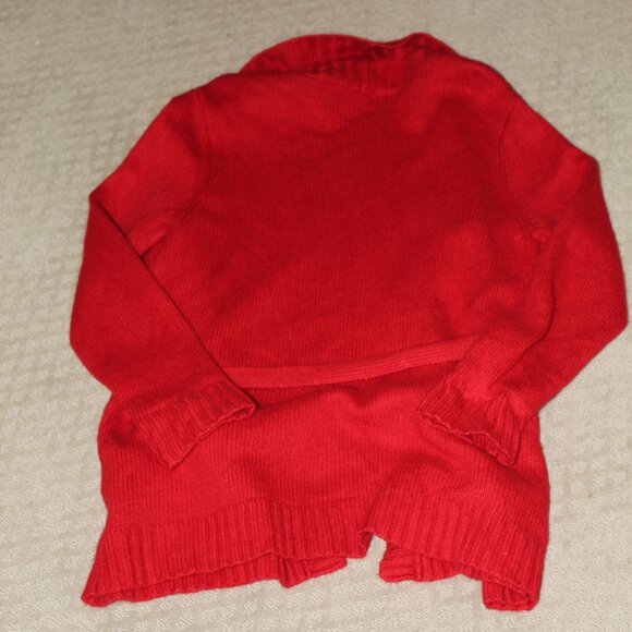 Talbots Sz XL Red Lambswool Cashmere Angora Ribbed Cable Knit Tie Front Cardigan - Picture 2 of 5